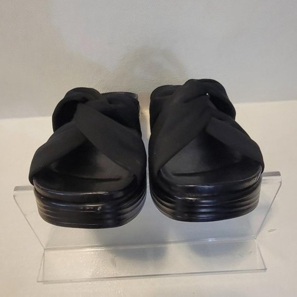 DONALD J PLINER FOLLEY BLACK LEATHER PLATFORM WEDGE WOMENS SLIP ON SANDALS - Picture 5 of 9